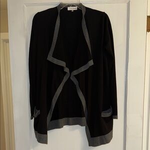 Calvin Klein Black and Gray Open Cardigan